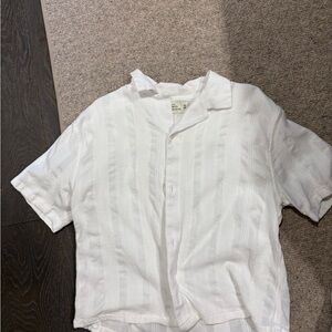 Abercrombie & Fitch White Casual Button Down Shirt